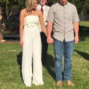 Bevello Strapless White Jumpsuit Small